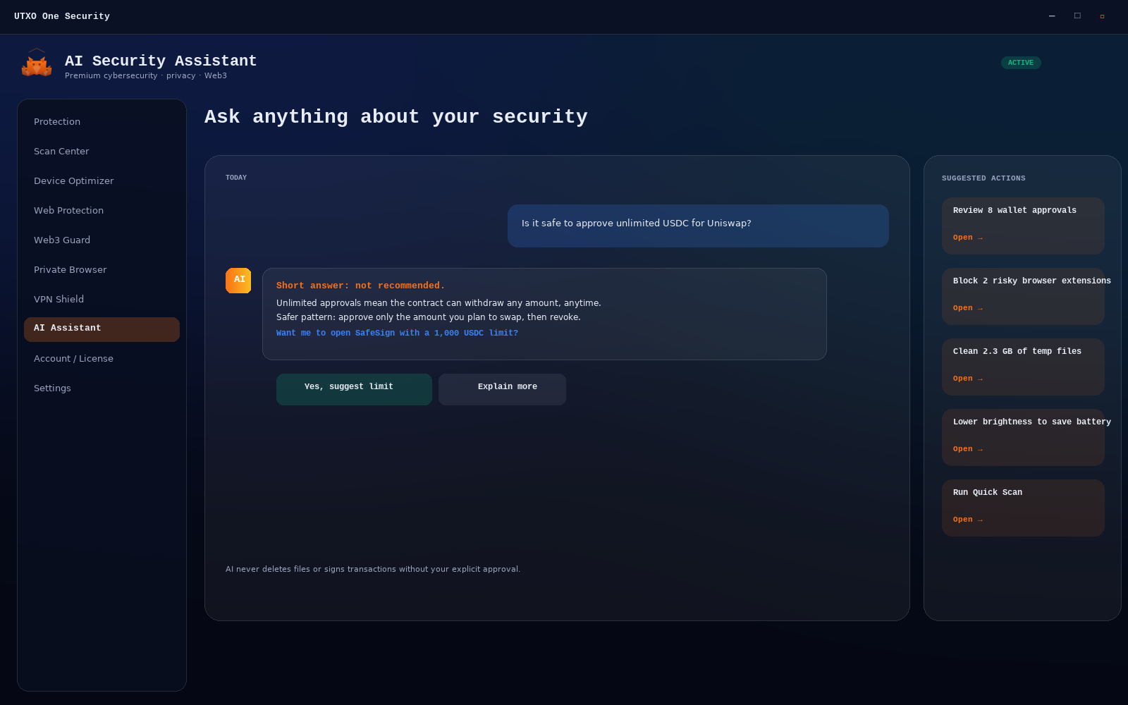 AI assistant screen