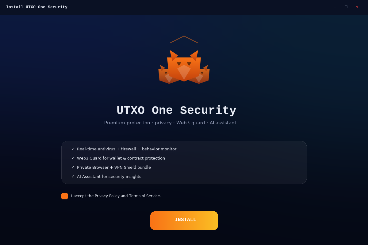 Installer welcome screen