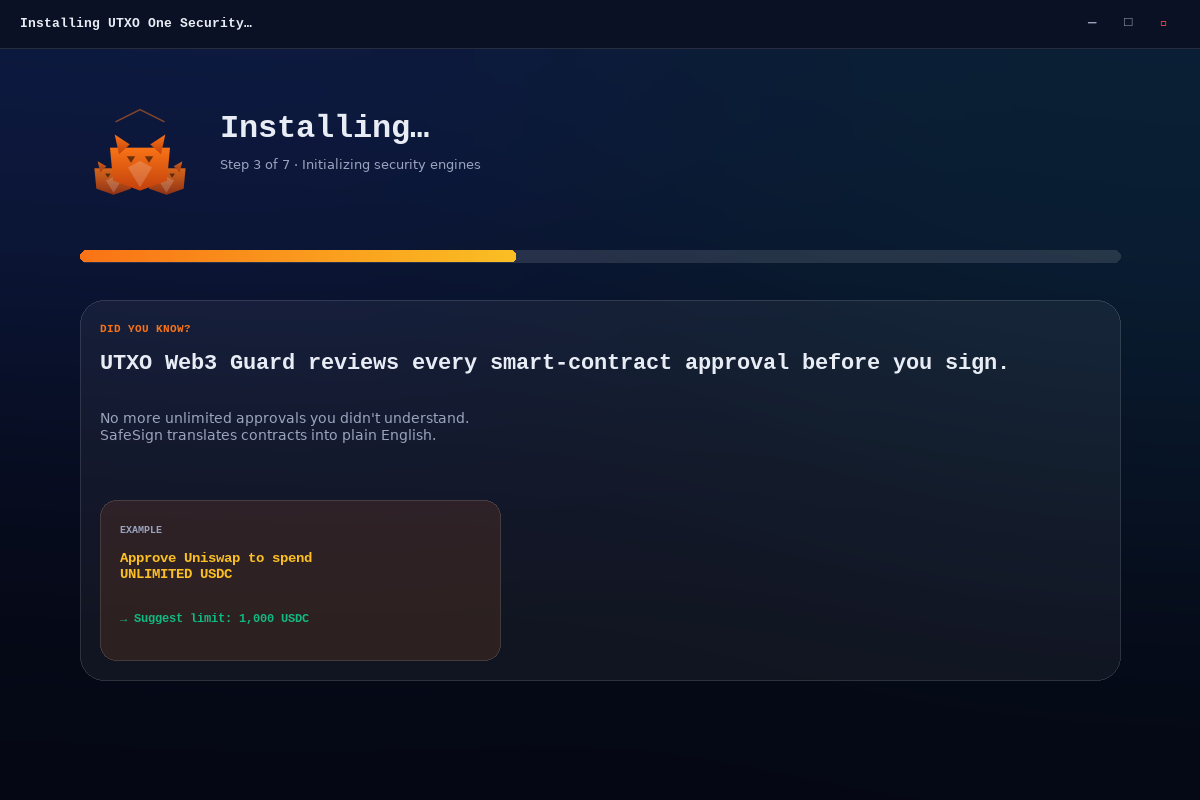 Installer progress screen