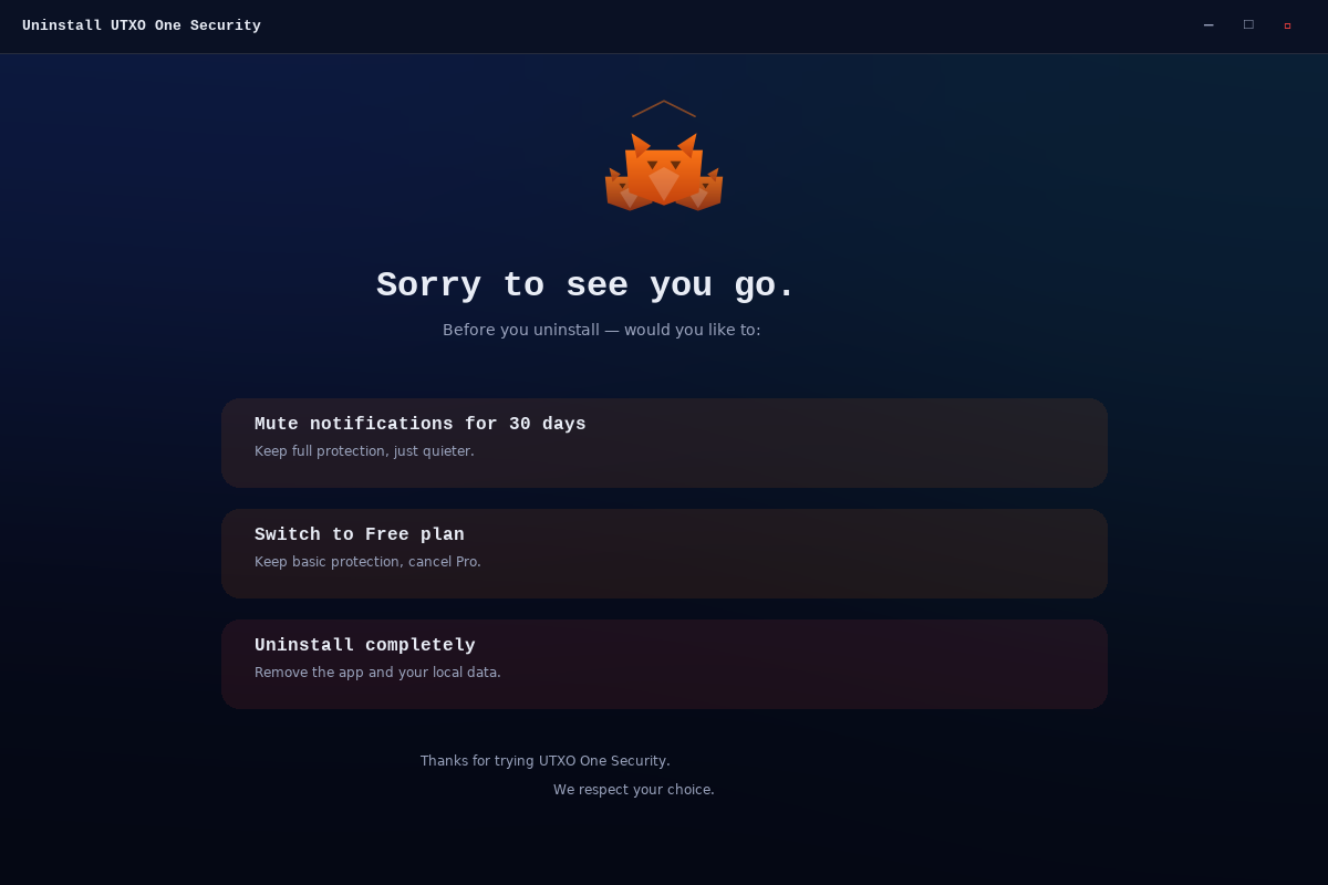 Uninstaller screen