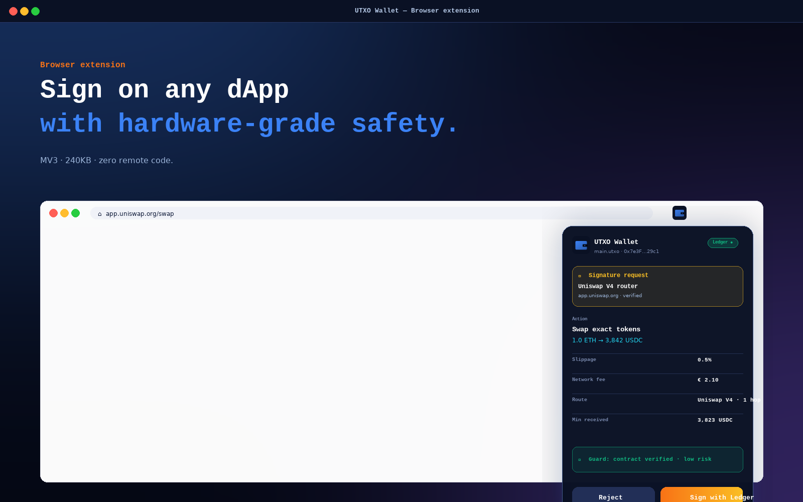Browser extension screen